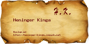 Heninger Kinga névjegykártya